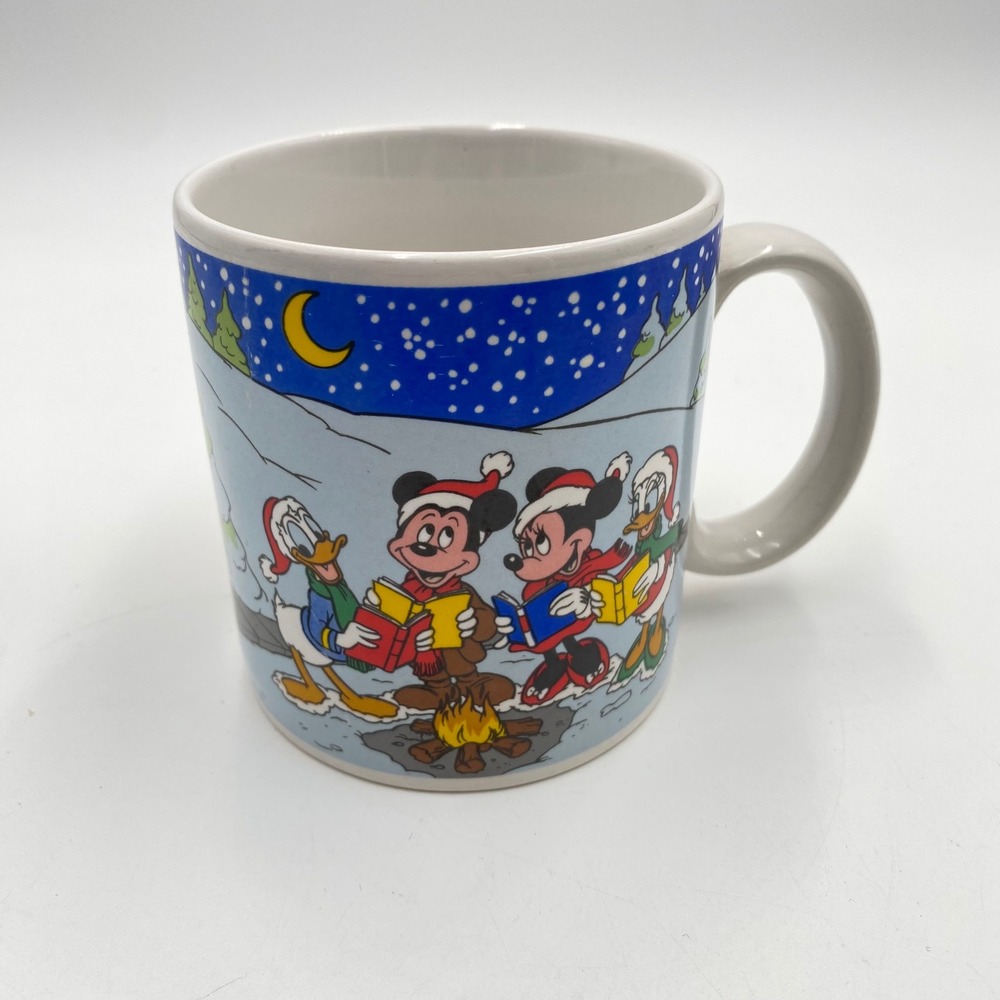 Vintage 1988 Disney Christmas Caroling Mug Mickey Donald Pluto Applause 30083
